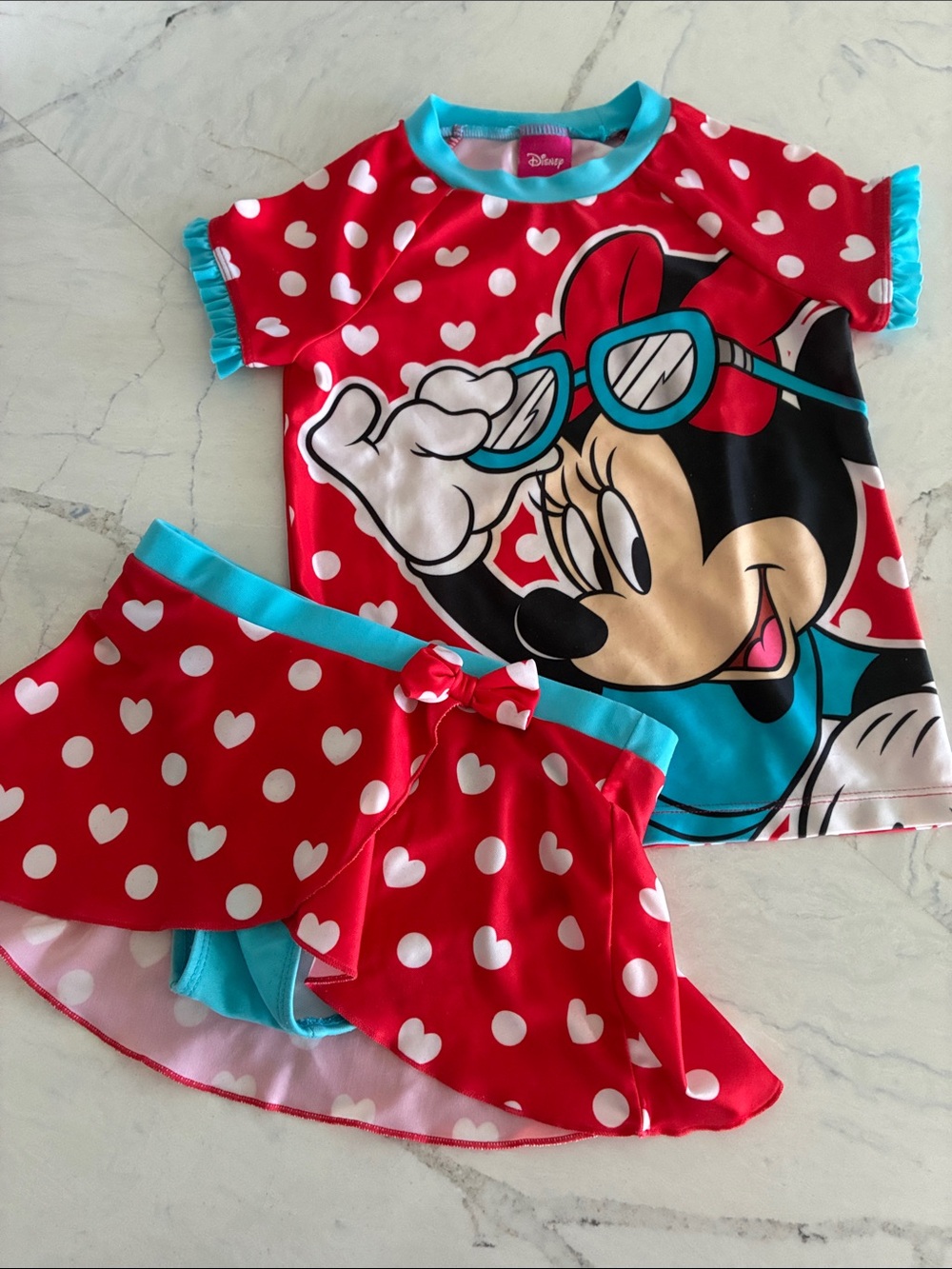 Disney Girls Minnie Mouse 2pc Swimset Bathing Suit - 4T